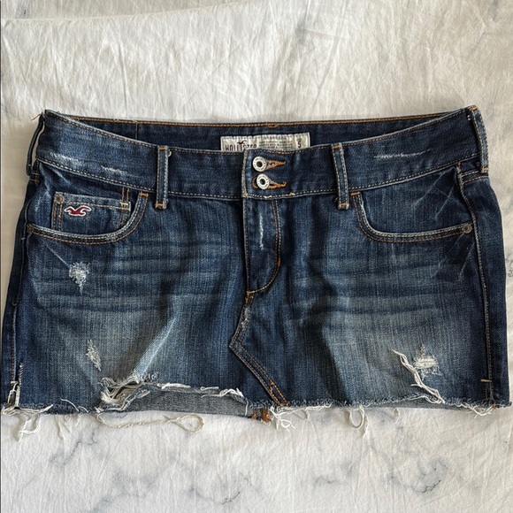 Hollister Dresses & Skirts - Vintage Hollister Blue Distressed Denim Skirt